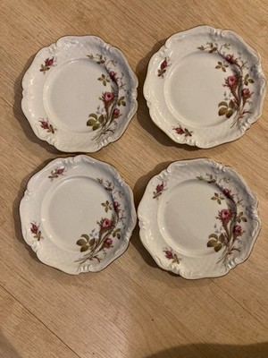 FOUR Royal Heidelberg Rose Brier Bread Butter Plates Romantic Victorian
