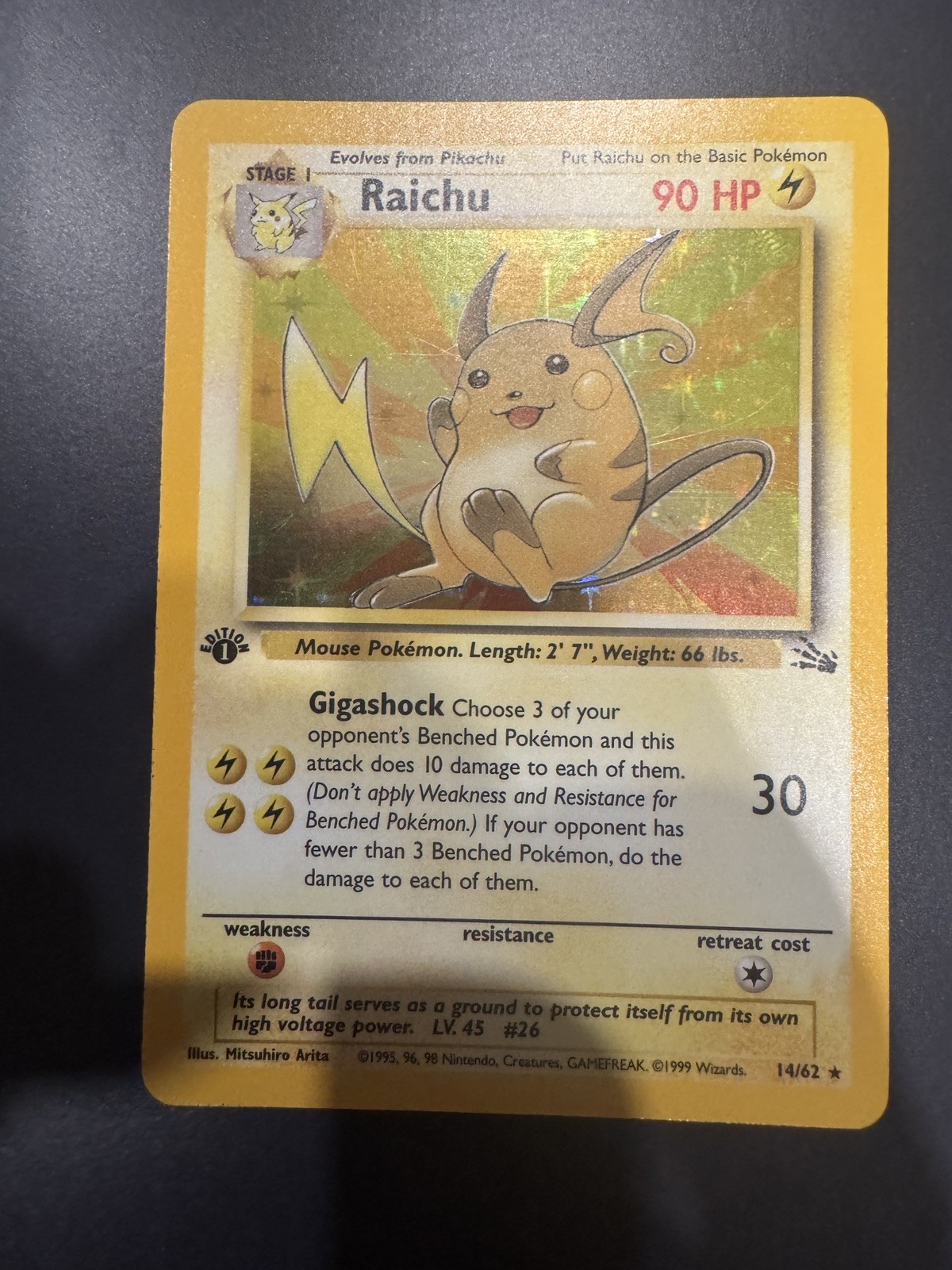 Raichu 1999 Fossil #14/62 1st Edition Holo Price Guide - Sports
