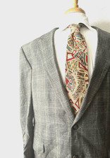 Jos. A. Bank Suit Jacket Coat Men's 52R Gray Plaid Wool Vented 2-Button Euc