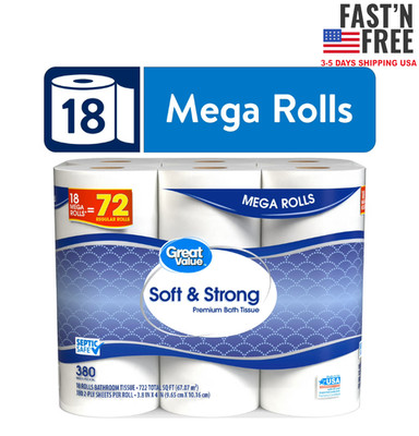 Great Value Soft & Strong Premium Toilet Paper, 18 Mega Rolls