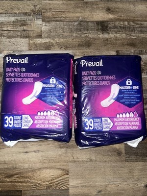 Prevail Daily Pads Maximum Absorbency Control Pads, Long, 39 Count