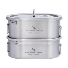 Boundless Voyage Titanium Camping Pots Set with Hanging Ring Ultralight Porta...