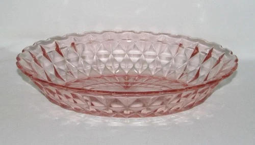 Jeannette Glass WINDSOR DIAMOND Pink Oval Vegetable Bowl