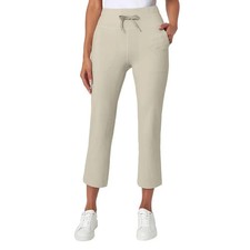 NWT MONDETTA 1849865 FEATHER GRAY WOMEN'S DRAWSTRING CAPRI PANTS SZ S J890