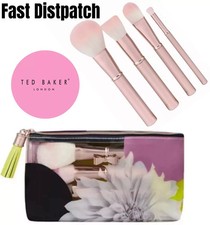 Ted Baker Cosmetic Bag with 4 Make-up Brushes Ladies Girls Gift Set  - Brand New