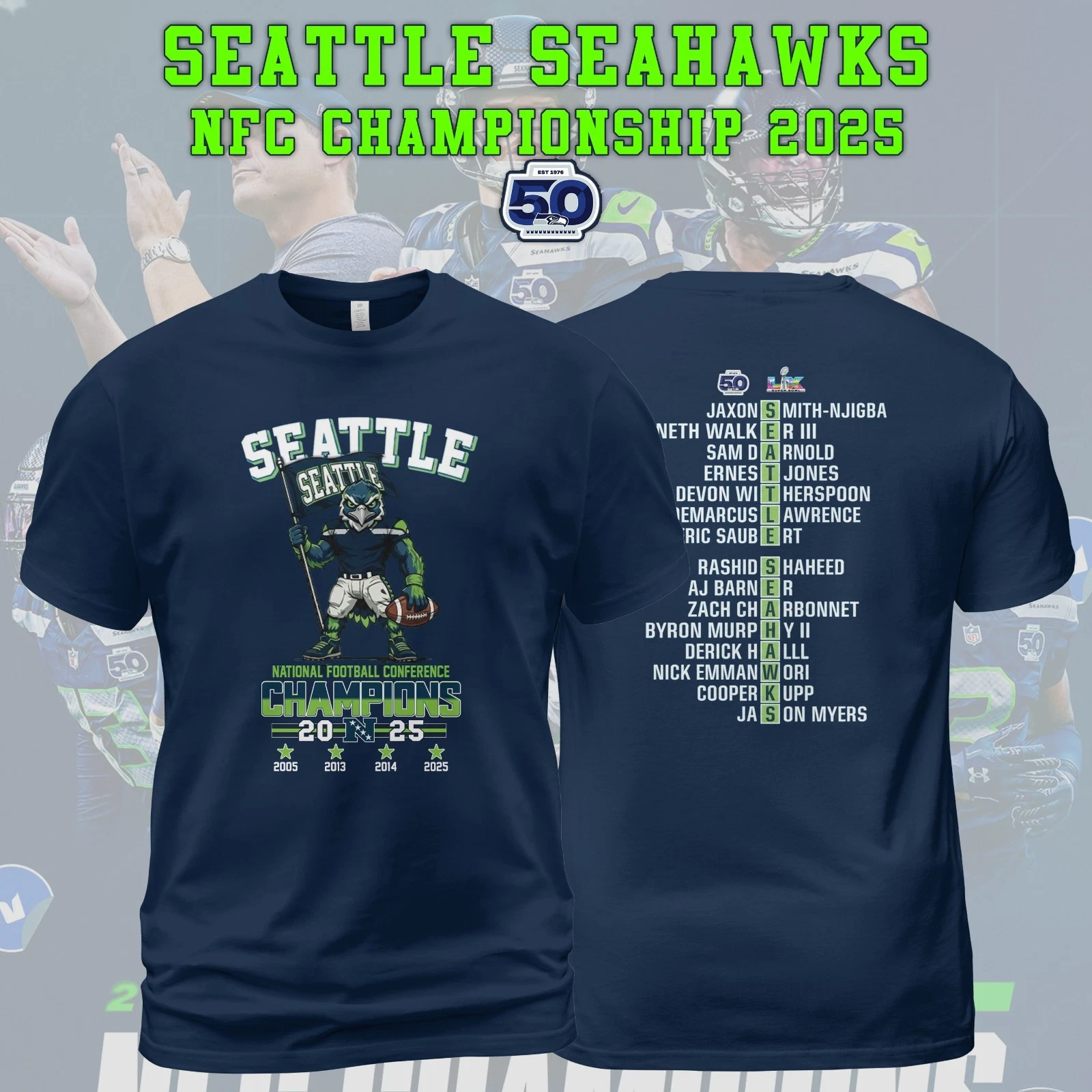 Seattle Seahawks 2025 NFC Champions Team Shirt