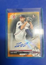 2017 Bowman - Retail Prospect Autographs Zach Rice #PA-ZR Orange /25 (AU, RC)