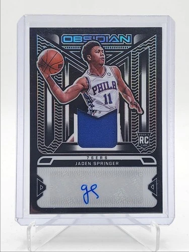 JADEN SPRINGER 2021-22 OBSIDIAN RPA ROOKIE JERSEY PATCH INK RC AUTO /75 Q4178