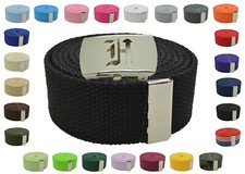 Canvas Military Web Belt  BIG "H" Silver Buckle 48, 54, 60, 72 Inches 25 Color