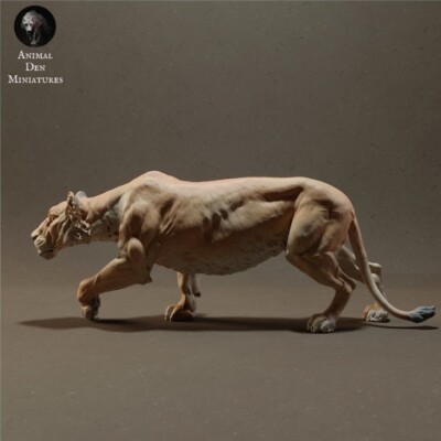 African Lioness Figure 3D Printed Model RR Diorama Resin Miniature Unpainted