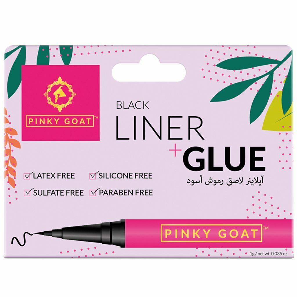 Pinky Goat Black Liner + Glue - Fast Drying Dark Matte Finish Super Thin Tip -1g