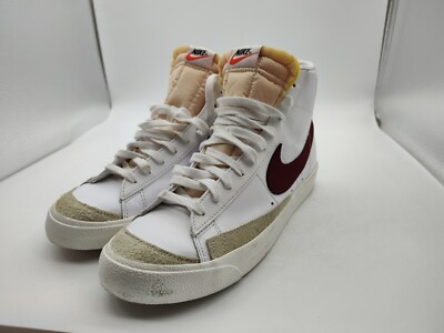 Nike-Blazer Mid 77 Retro Hi Top-Men's Size 12- White/Red Leather-BQ6806-111-NICE