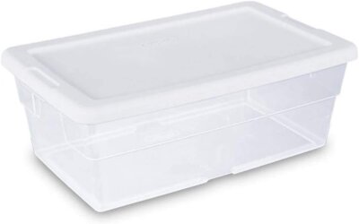 Sterilite 6 Qt Storage Box, Stackable Bin with Lid, Organize Shoes, Crafts in...