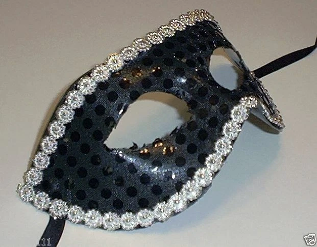 Máscara de Mardi Gras de lentejuelas negras para fiesta Foto 2 de 2