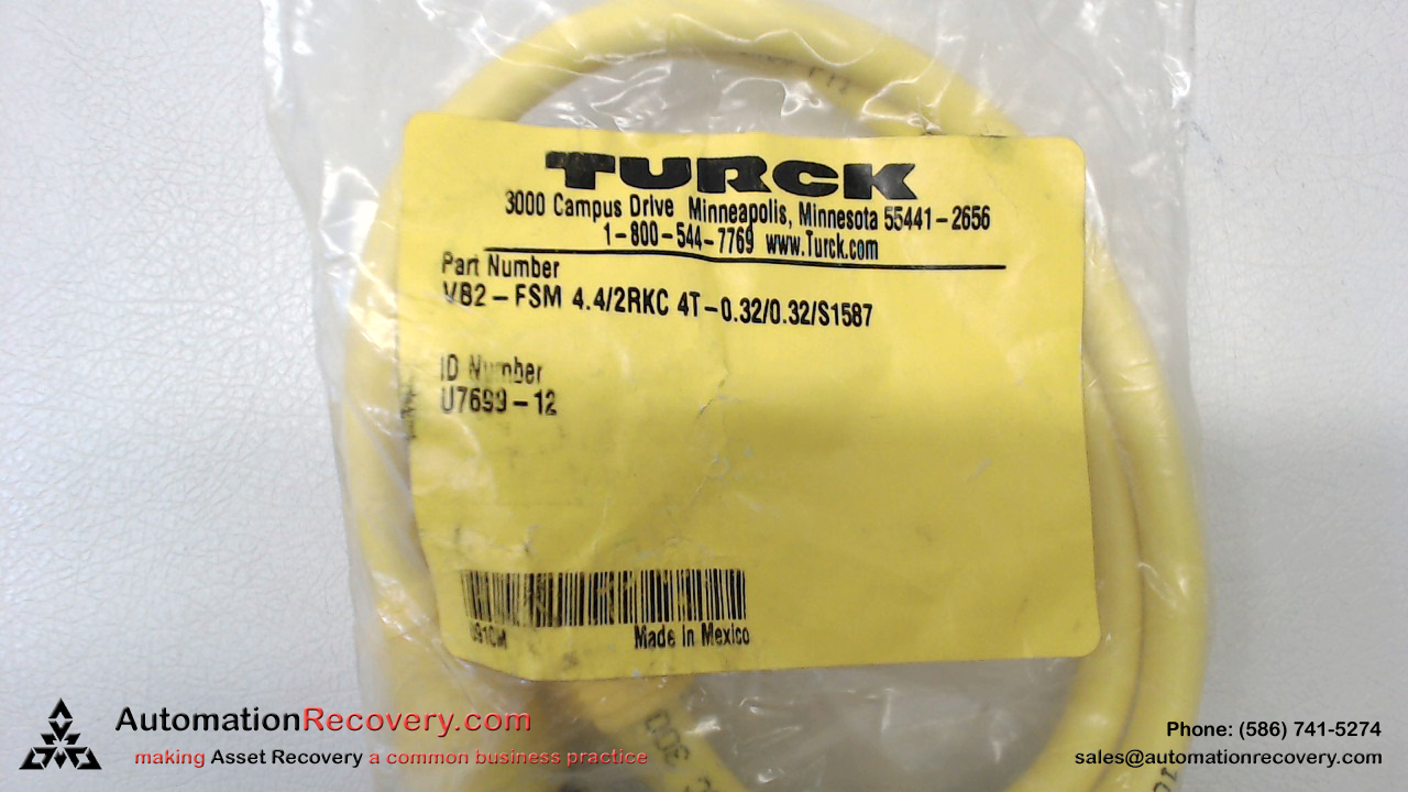TURCK VB2-FSM 4.4/2RKC 4T-0.32/0.32/S1587, SPLITTER CABLE, U7699-12, NEW #340545