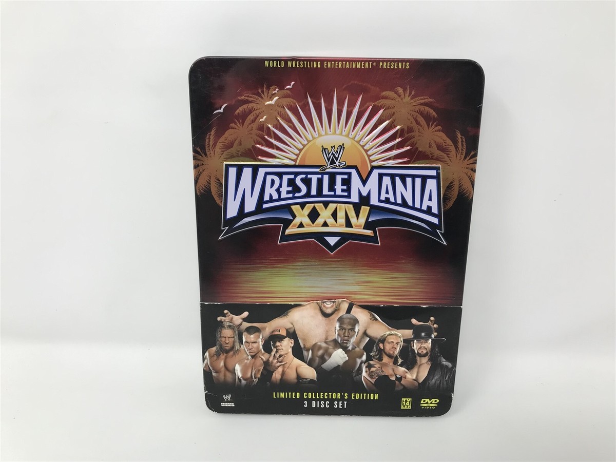 Wrestlemania XXIV 24 Steel Tin Case DVD 3 Disc Set 2008 steelbook