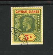 M7516 Cayman Islands 1914 SG51 - 5/- green & red/yellow