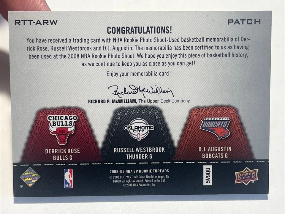 Parches de novato SP Threads Triple Derrick Rose Westbrook 2008-09 #2/15 🔥 Foto 2 de 2