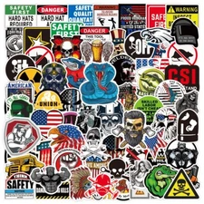 100 Pack Funny Hard Hat Stickers Construction Electrician Helmet Tool Box Decals