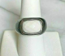 925 STERLING SILVER BLACK  WHITE ONYX RING SIZE 9