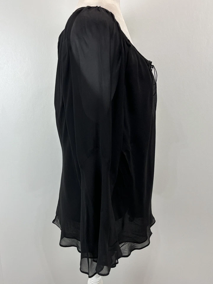 Blusa De Colección Yves Cossette Depeche Mode 100% Seda Talla 18W Plus Negra Bruja Con Cordones Foto 4 de 4