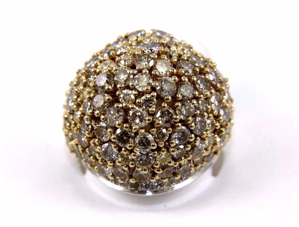 Natural Round Brown Diamond Cluster Wide Dome Ring Band 14k White Gold 5.73Ct - Image 2 of 4