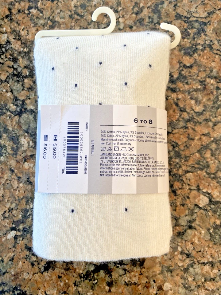 ~New~ Janie and Jack, Girls Black Polka Dot Tights, Size 6-8, NWT - Image 2 of 2