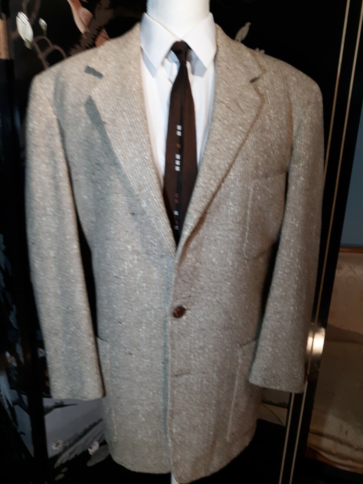 Vtg 50s 1950s Mens Wool nubby Short coat sport Memphis Mall brown flecked latest 40
