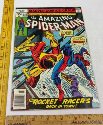 Rocket Racer Book The Amazing Spider-Man #182 F+ comic book 1970s Rocket Racer skateboard ...