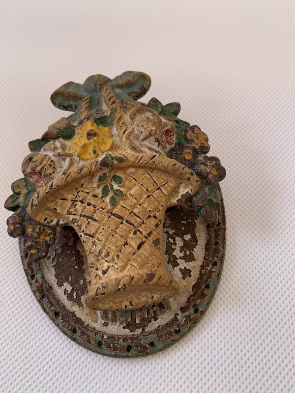 Antique Hubley Cast Iron Original Flower Bouquet Door Knocker!