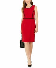 NEW KASPER RED BLACK CAREER SHEATH DRESS SIZE 10 P PETITE