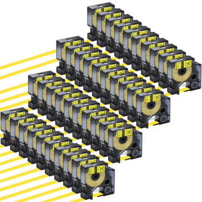 Compatible Dymo 18052 Black on Yellow 6mm for Rhino 1000 3000 4200 5000 40Packs