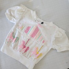 Vintage 80s 90s Tickle Me New York Unicorn Shirt 12 Months White