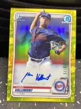 2020 Bowman Chrome Auto Yellow Refractor Chris Vallimont /75 Orioles Dodgers