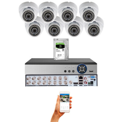 Evertech  16 Channel 8 Dome Security Camera System 2TB H.265 Surveillance DVR