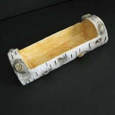 Department 56 Birch Bark Serving Dish 9in Ceramic Relish Cracker Tree Branch