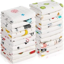 Muslin Baby Burp Cloths 20"x10" Cotton 6 Layers Super Absorbent 20-Pack