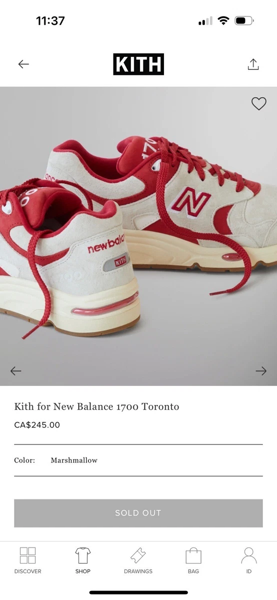 Kith New Balance Marshmallow 1700 Toronto Size 10