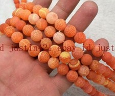 Natural 6/8/10/12mm Orange Dream Fire Agate Gemstone Loose Beads 15'' AAA