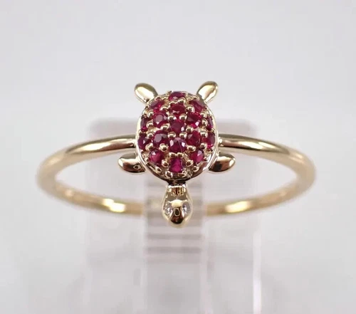 1.30Ct Round Cut Lab Created Ruby Turtle Engagement Ring 14K Yellow Gold Plated