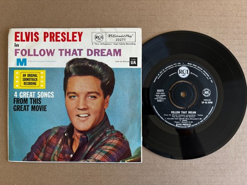 ELVIS PRESLEY FOLLOW THAT DREAM PICTURE SLEEVE BLACK LABEL AUSTRALIAN 7" 45 EP - Picture 1 of 4