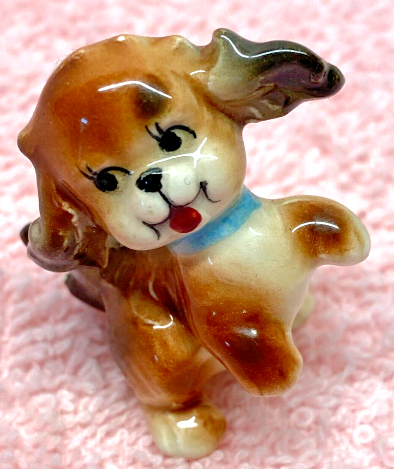 Vintage miniature dog figurine Porcelain cute eBay