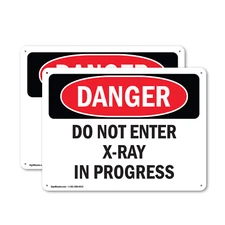 (2 Pack) Do Not Enter X-Ray In Progress OSHA Danger Sign Decal Metal Plastic