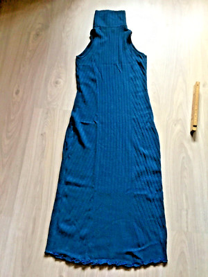 United Colors of Benetton Strickkleid petrol Wollmischung wadenlang Größe S