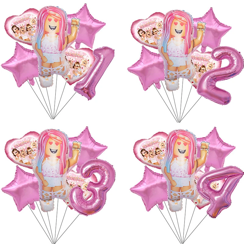 Pink Roblox Girl Gaming Party Balloons Age 32'' Number Balloon set Decorations