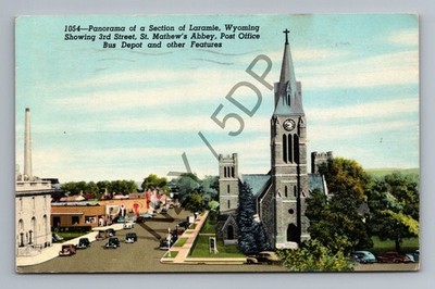 Vintage 1957 Laramie, WY St. Matthew's Cathedral 3rd Street Postcard