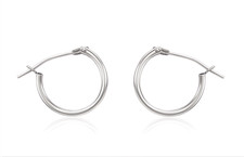 14K White Gold Hoop Earrings Plain 9.75 x 1.25mm Small Hoops Girl's Jewelry