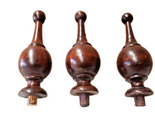 Matched Set of 3 Beautifully Turned Wooden Clock Finials 3 1/2" High