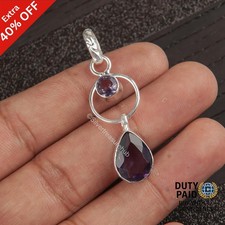 February Birth AFRICAN AMETHYST Stone Sister Pendant Jewelry 925 Sterling Silver