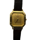 Seiko Watch Women 20mm GOLD Dial Gold Tone Octagon 7320-5059 New Battery RUNS